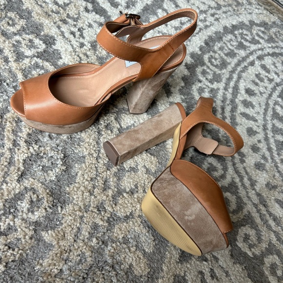 Steve Madden “Jillyy” Tan Leather Platform Peep Toe Heels NWOB Gorgeous! - Picture 5 of 16